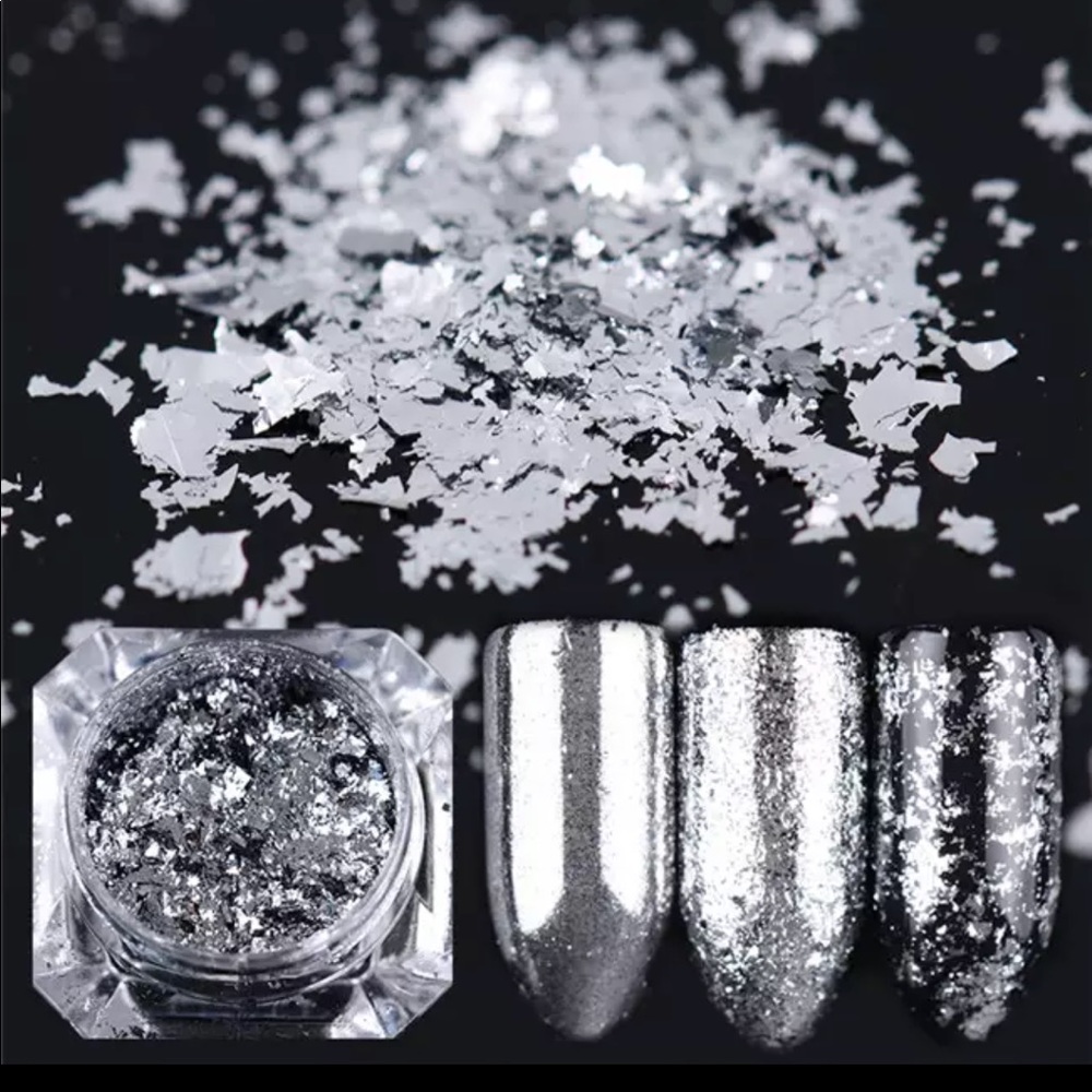 Silver flakes Nail Glitter Pigment  Manicure